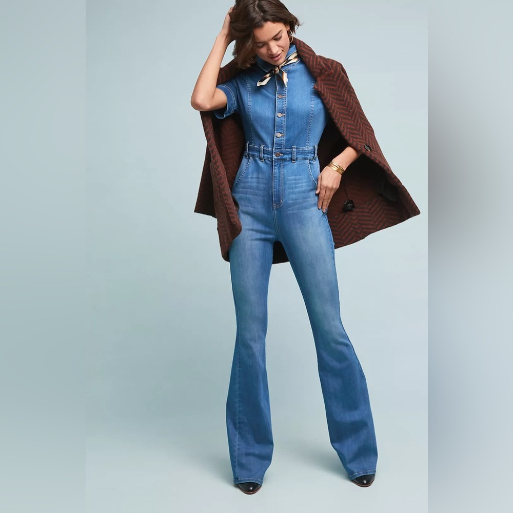 Ella Moss Collared Denim Jumpsuit Sz 29